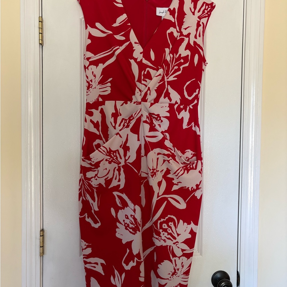 Joseph Ribkoff Red and Soft Pink Dress